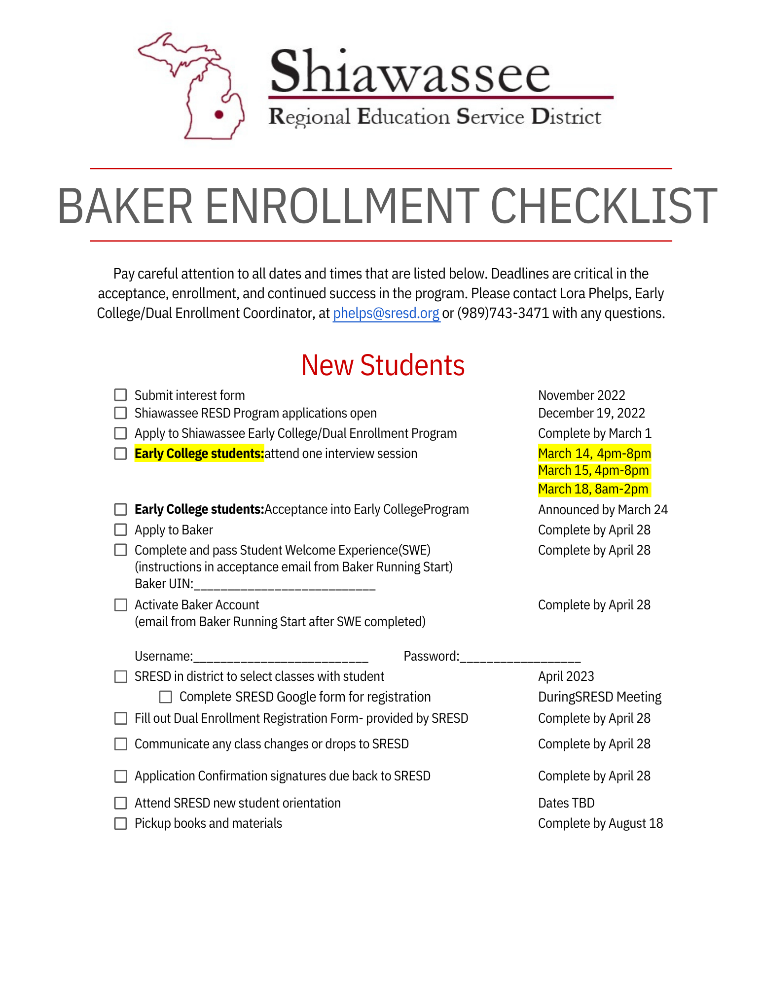 Baker 23-24 enrollment checklist