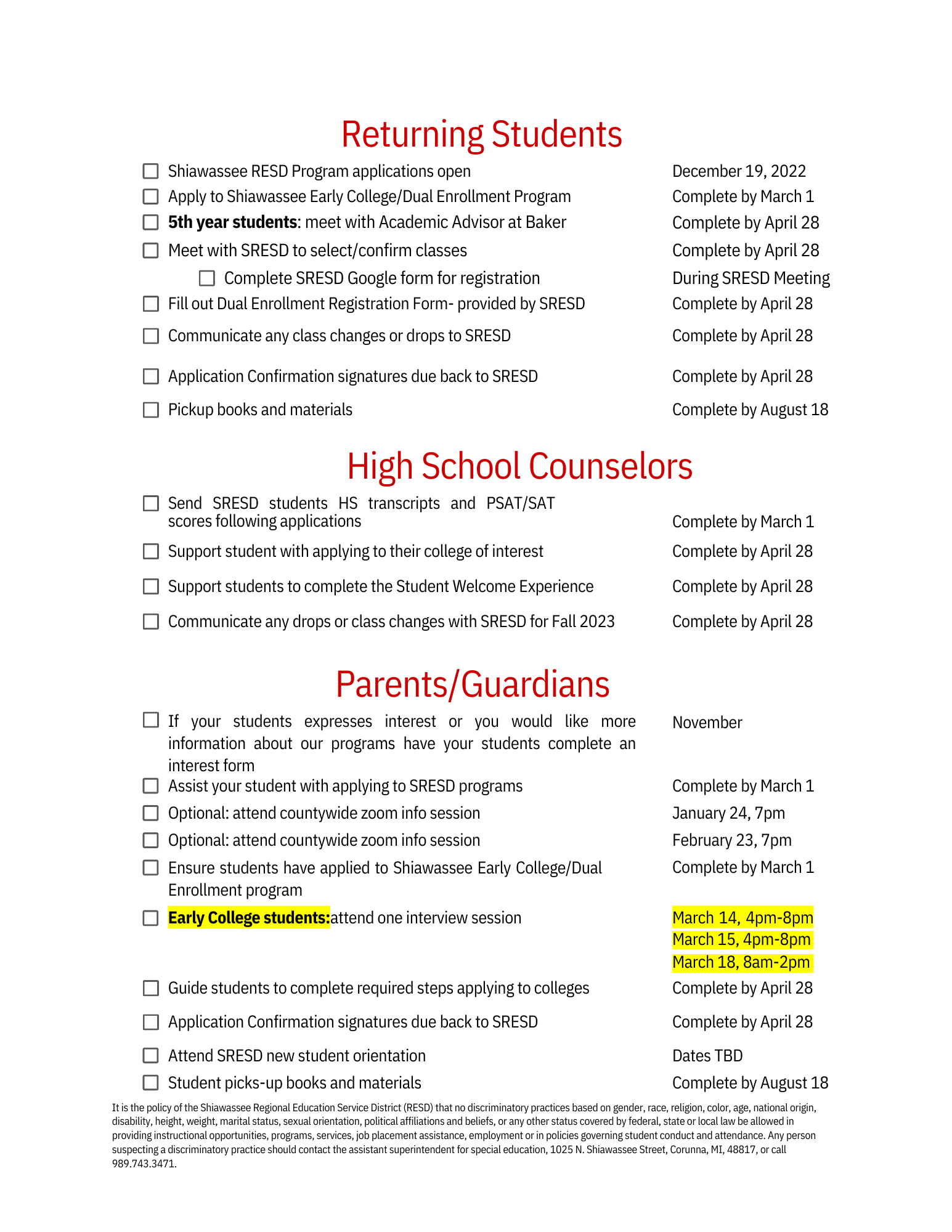 Baker 23-24 enrollment checklist