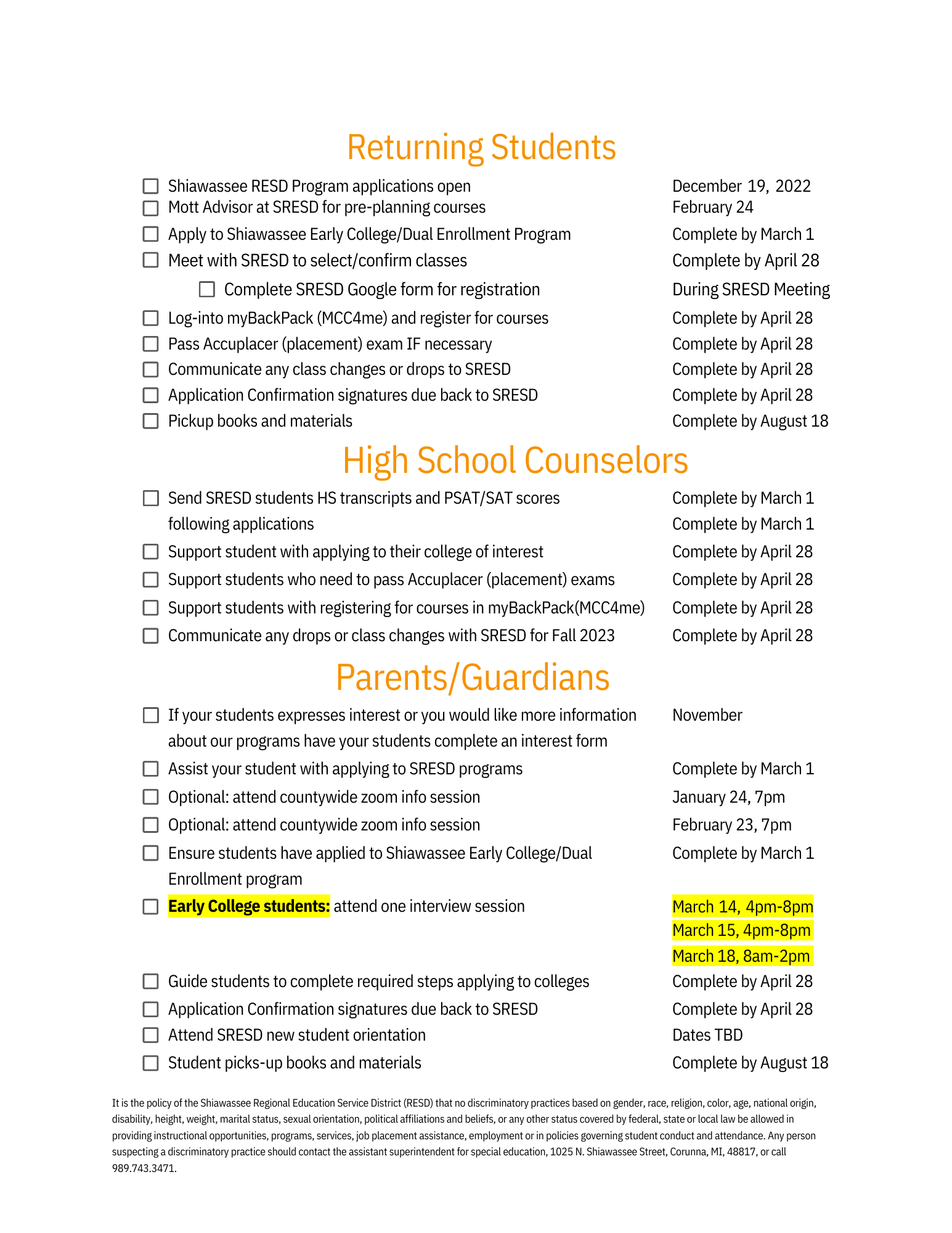 Mott 23-24 enrollment checklist