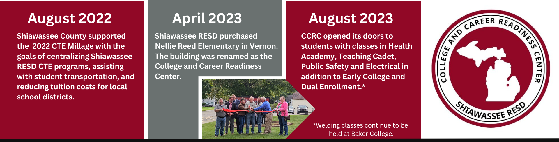 History of College and Career Readiness Center, Funding approved August 22, opens August 2023